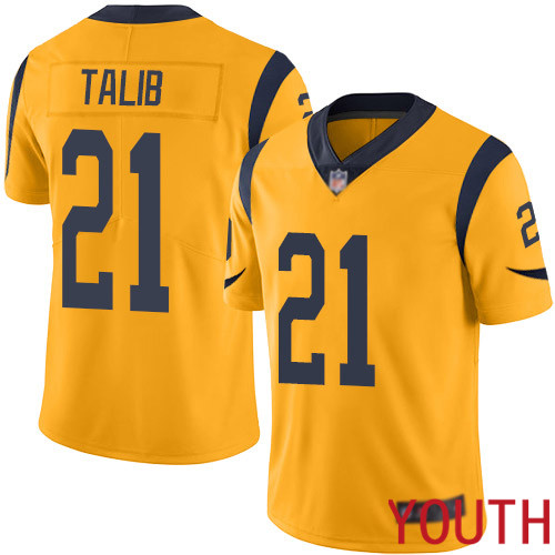 Los Angeles Rams Limited Gold Youth Aqib Talib Jersey NFL Football #21 Rush Vapor Untouchable->youth nfl jersey->Youth Jersey